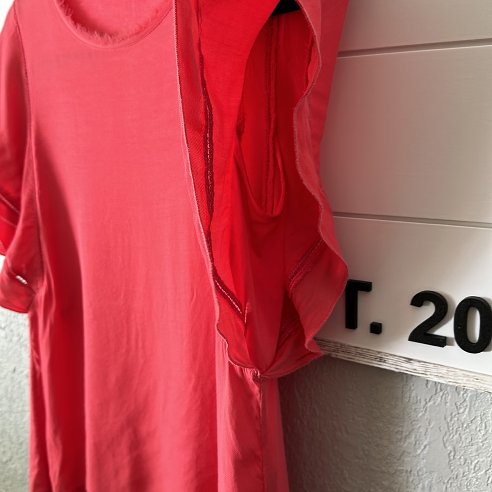 Massimo Dutti Flutter Sleeve Coral Top Size Xs - image 2